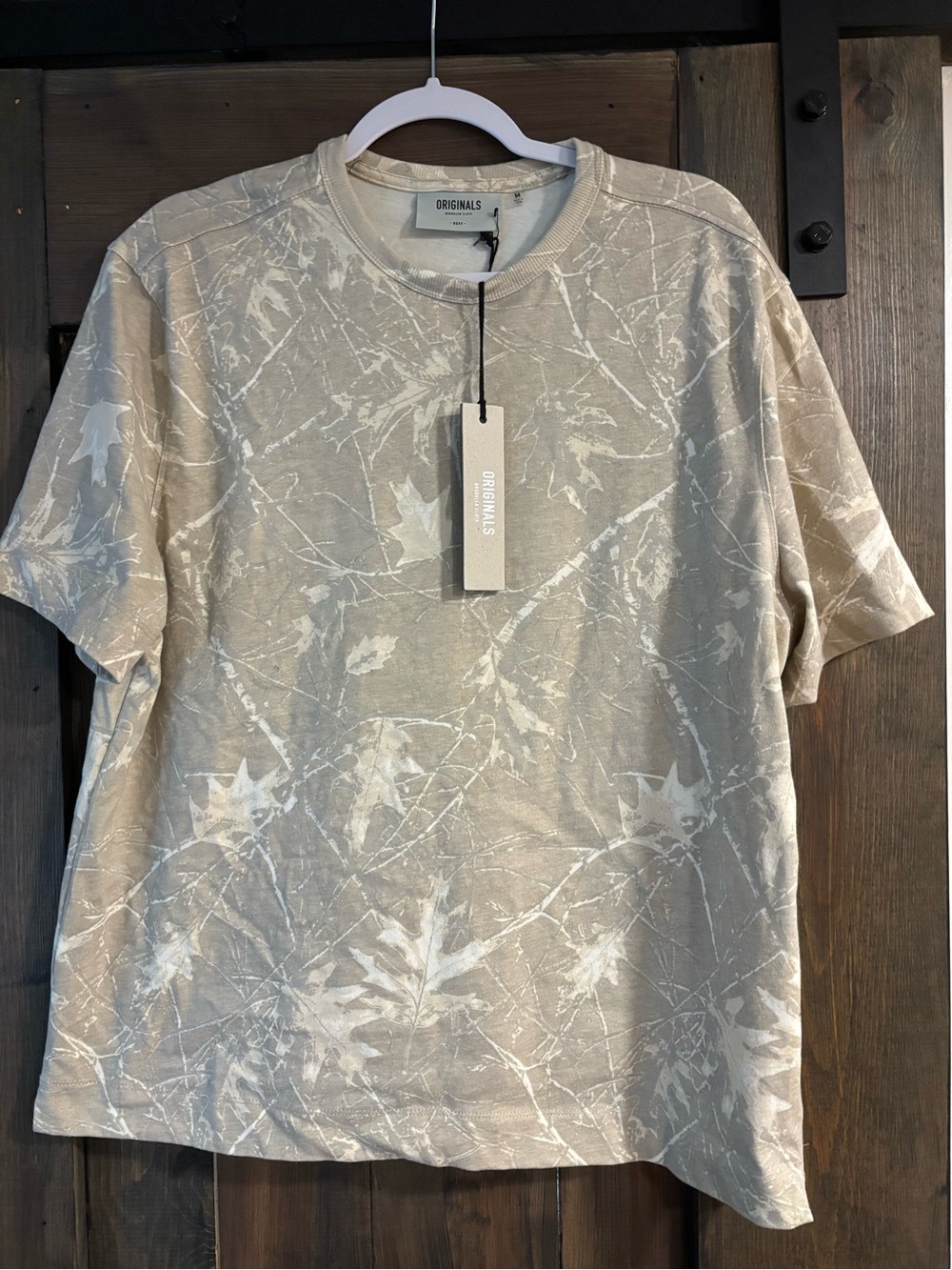 Brooklyn Cloth Beige Leaf-Print Short Sleeve Tee BOXY Fit